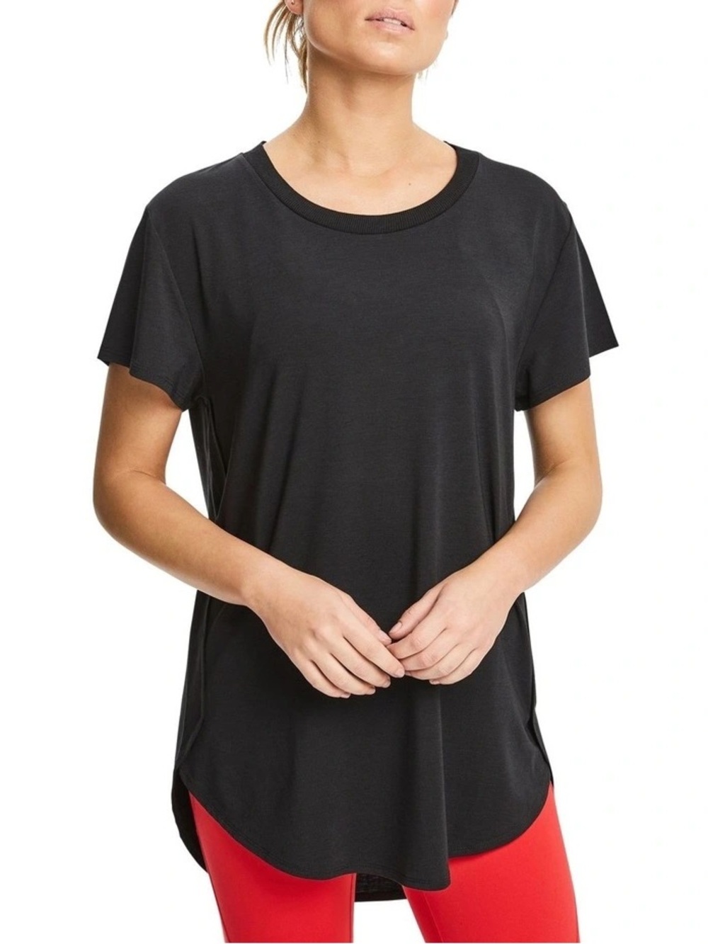 lululemon athletica Black Short Sleeve Relaxed Tee with split hem back